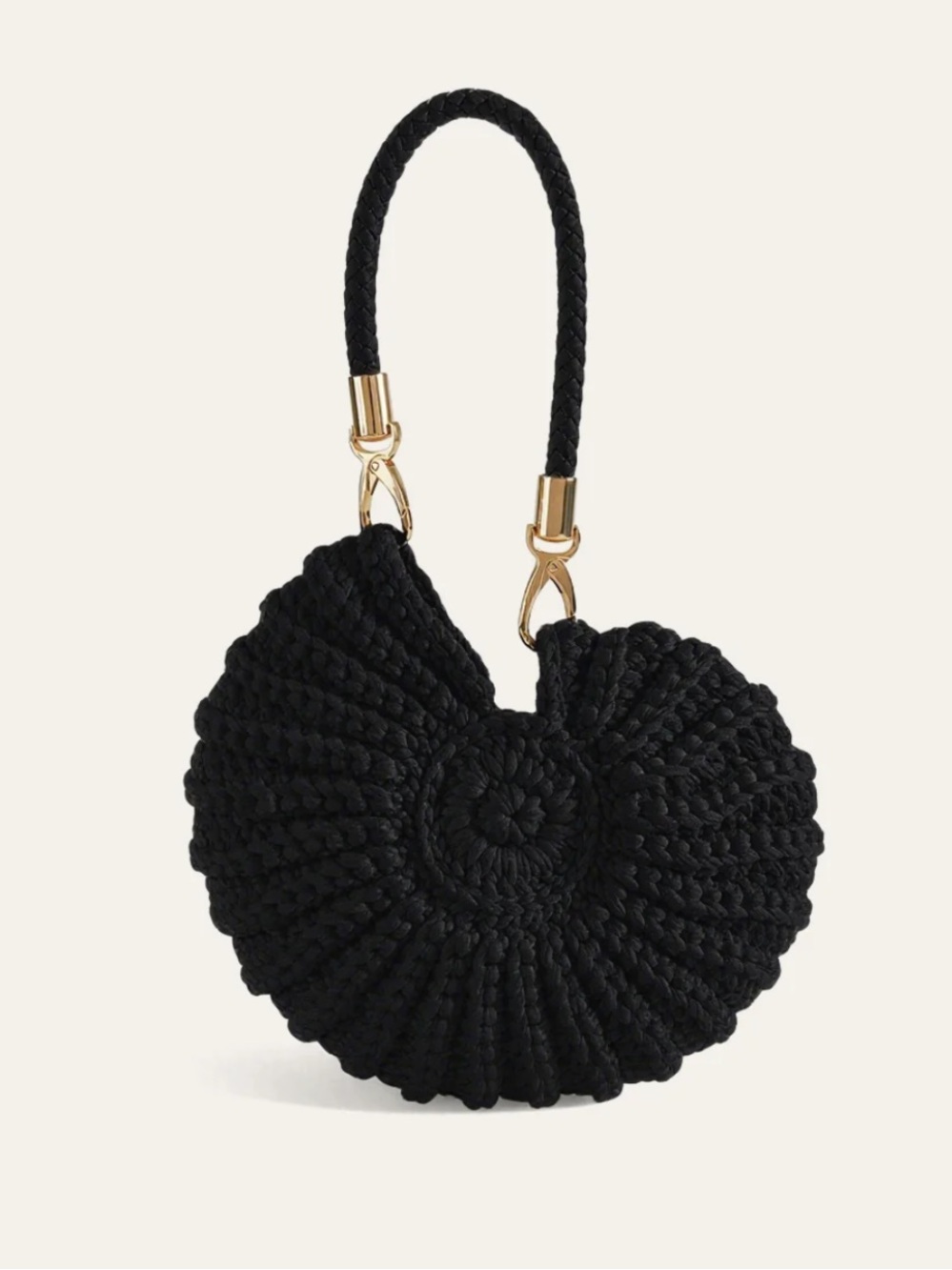 Commense Black Crochet Spiral Wristlet Bag NWT